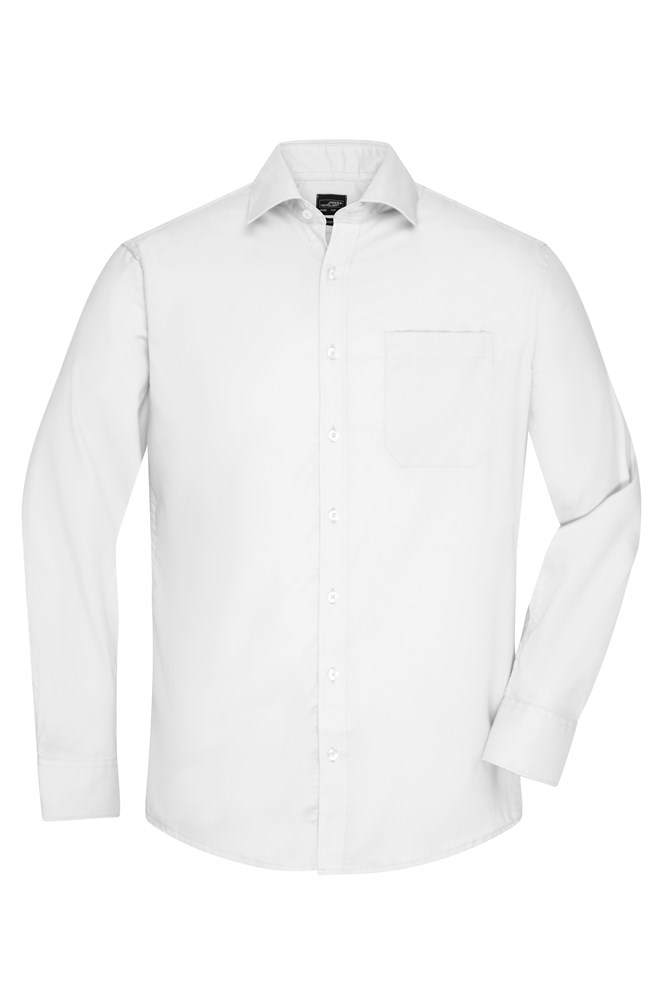 Men's Shirt Long-Sleeved Micro-Twill - Wit (ca. Pantone white)