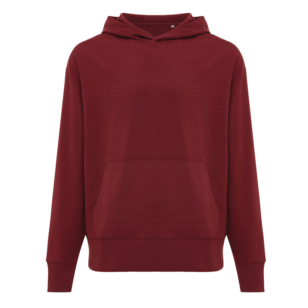 IQONIQ Yoho gerecycled katoen relaxed hoodie - bordeauxrood (± PMS 19-1724TCX)