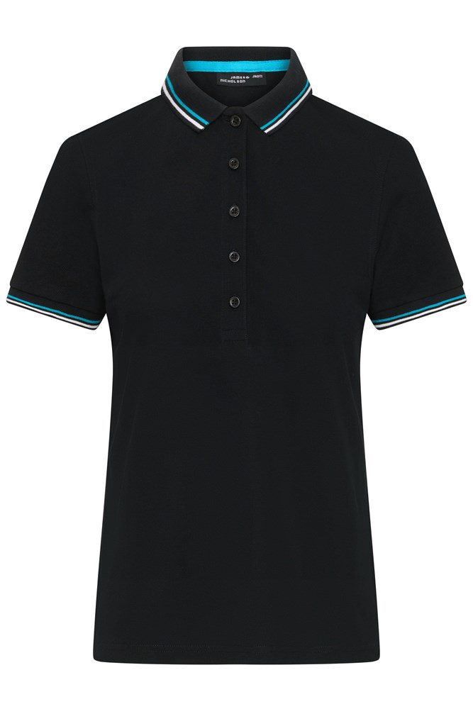 Ladies' Polo - Zwart/wit/turquoise (ca. Pantone blackC
white
321C)