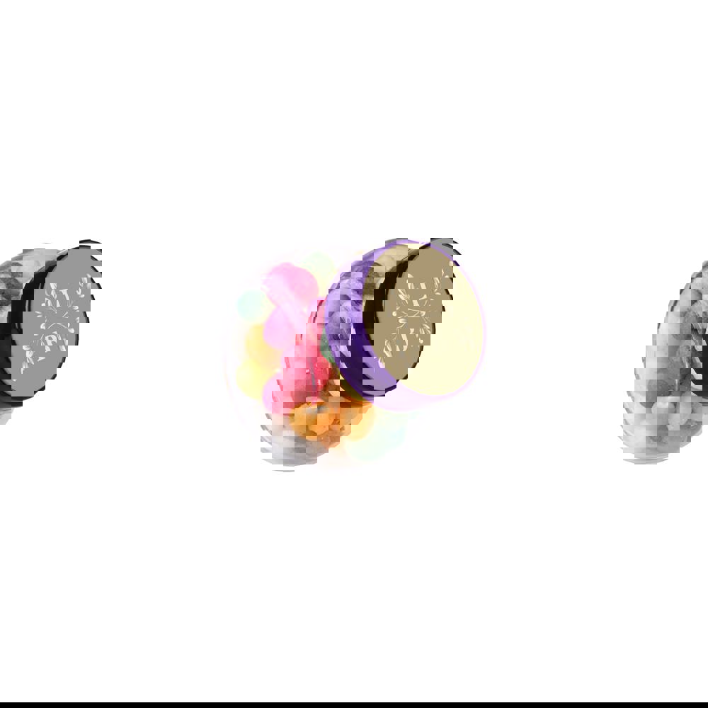 Micro glazen potje 50 ml, gevuld met snoep - Transparant/Paars