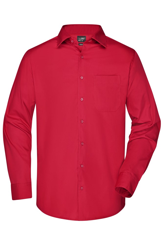 Men's Business Shirt Longsleeve - Rood (ca. Pantone 200C)