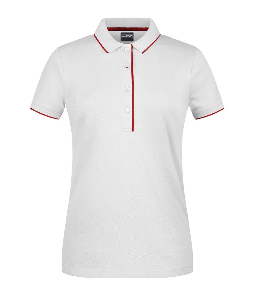 Ladies' Polo Stripe - Wit/rood (ca. Pantone white
200C)