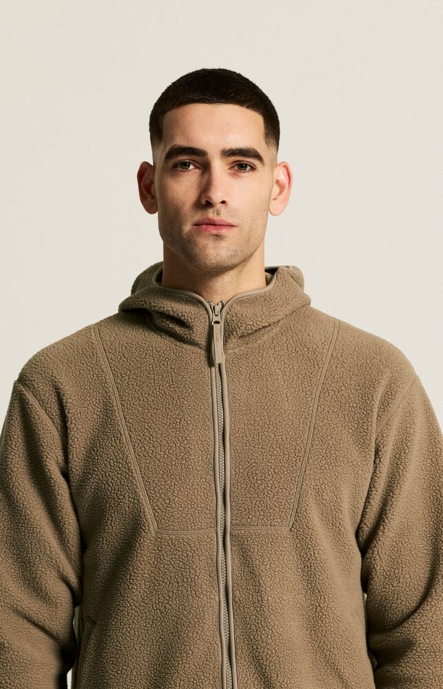 Craft - Join Pile Fleece FZ Hood M Taupe 4XL
