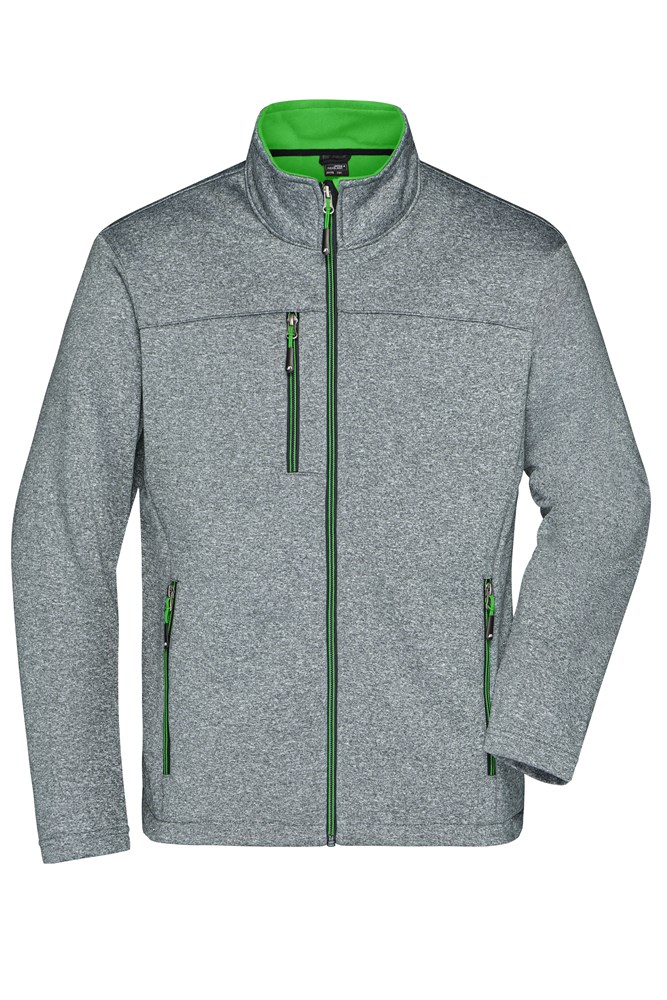 Men´s Softshell Jacket - Donker-melange/groen (ca. Pantone 431C
361C)