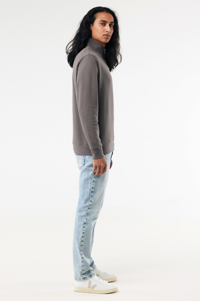 IQONIQ Elgon gerecycled katoen sweater met kwartritssluiting