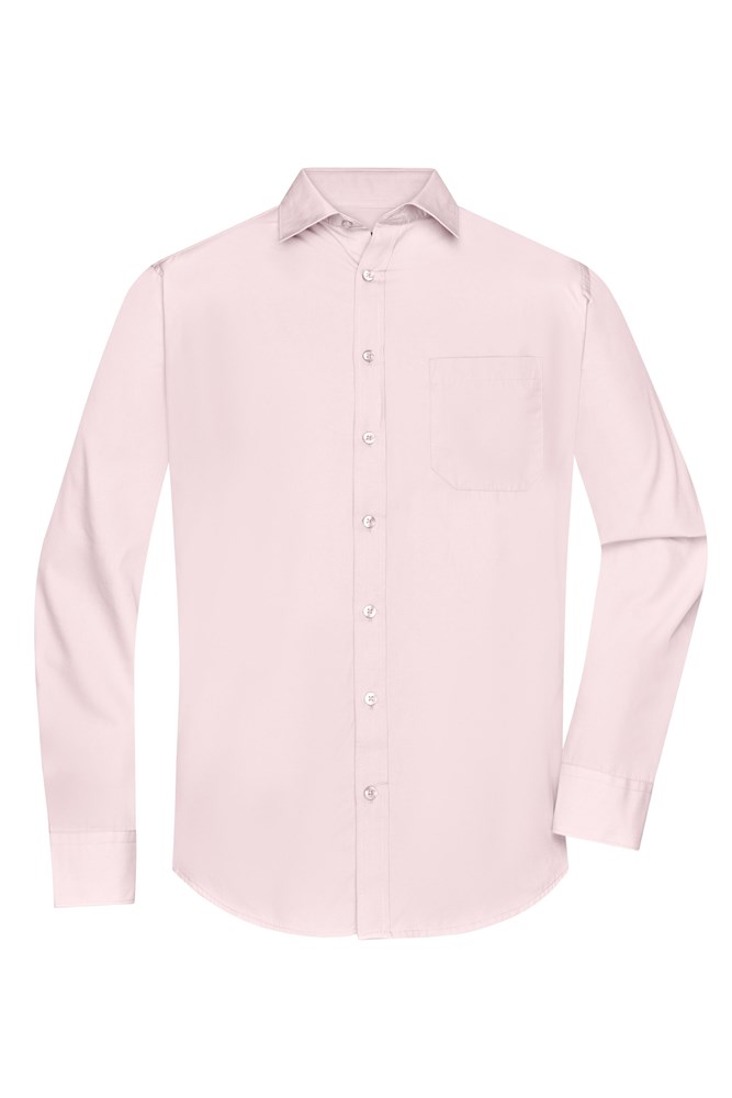 Men's Shirt Long-Sleeved Poplin - Lichtroze (ca. Pantone 196C)