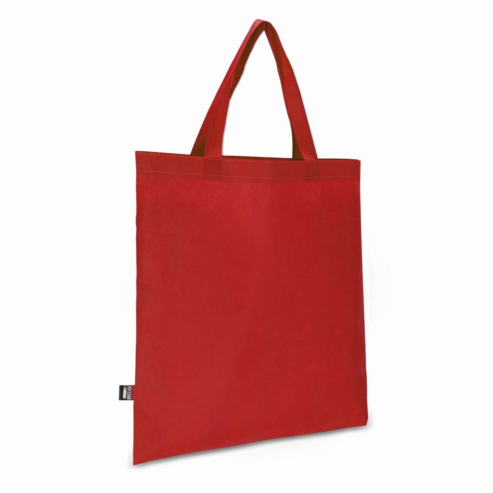R-PET Draagtas non-woven korte handvatten 38 x 42cm 75g/m² - Rood