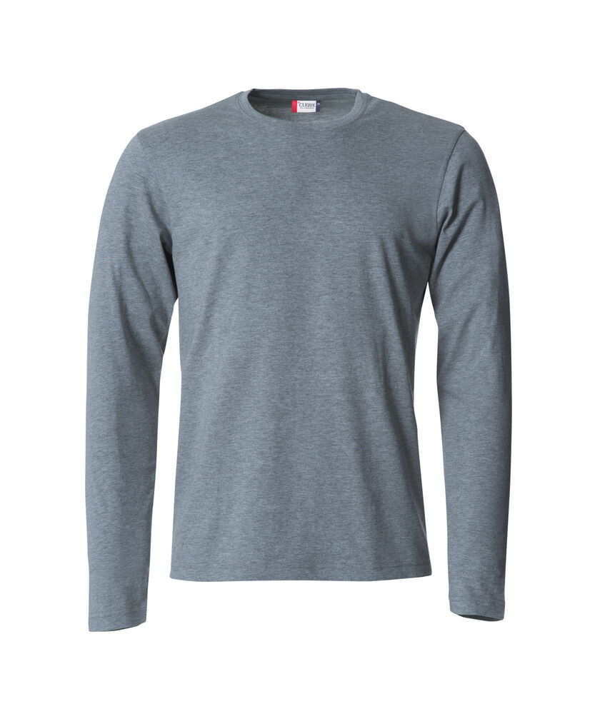 Clique - Basic-T L/S Grijs-melange 4XL