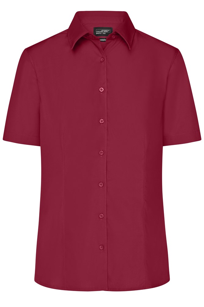 Ladies' Business Shirt Shortsleeve - Wijnrood (ca. Pantone 195C)