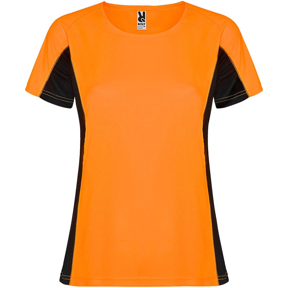 Shanghai sportshirt met korte mouwen voor dames - Fluor oranje, Zwart