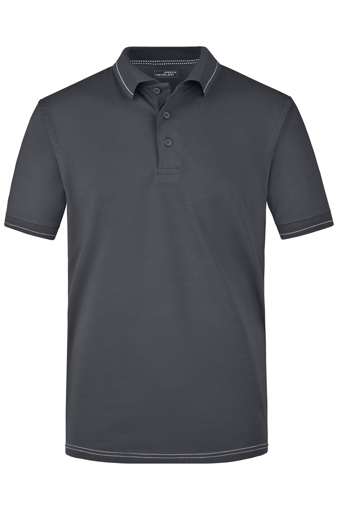Men's Elastic Polo - Grafiet/wit (ca. Pantone 432c
white)
