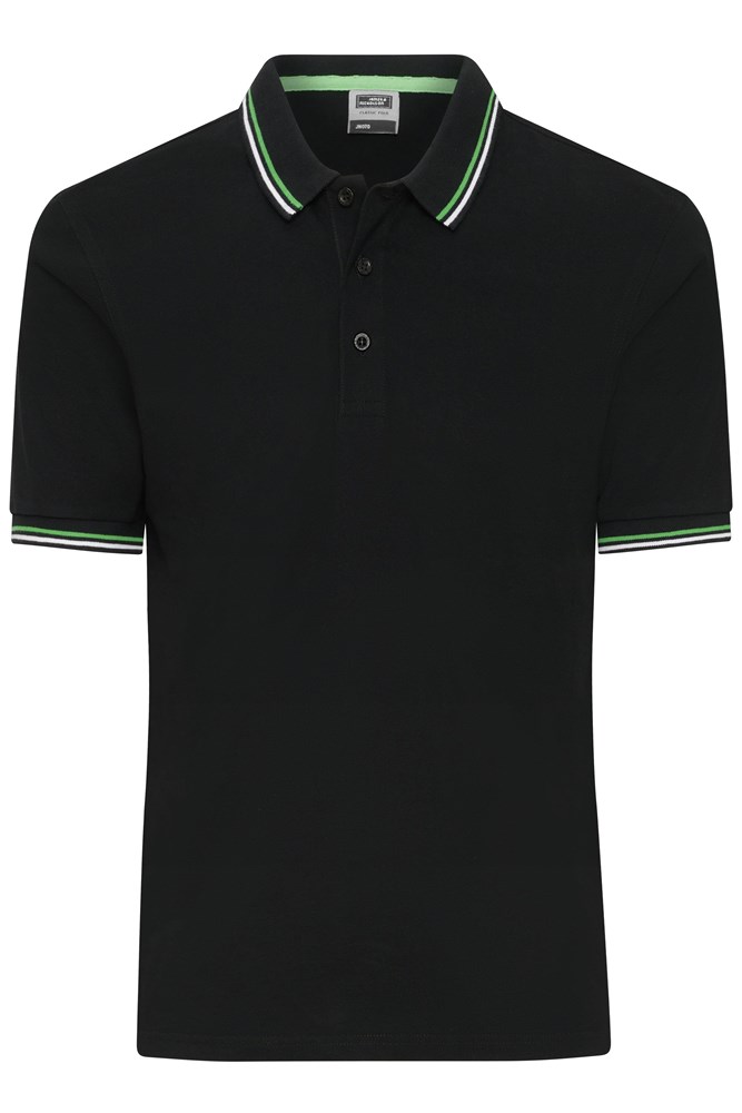 Men's Polo - Zwart/wit/lime (ca. Pantone blackC
white
360C)