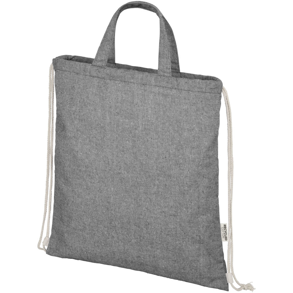 Pheebs 150 g/m² Aware™ gerecyclede rugzak met trekkoordsluiting - Gemêleerd zwart
