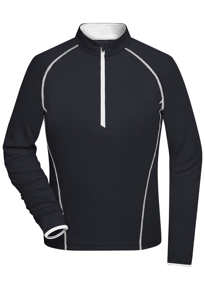 Ladies' Sports Shirt Long-Sleeved - Zwart/wit (ca. Pantone blackC
white)