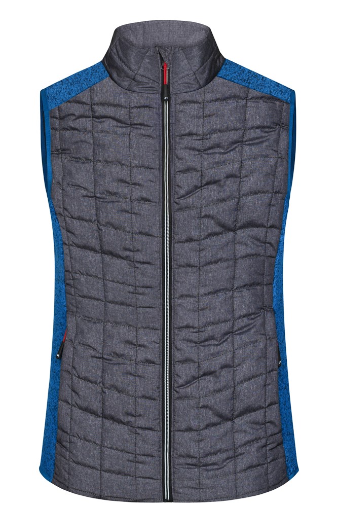 Ladies' Knitted Hybrid Vest - Royal-melange/antraciet-melange (ca. Pantone 301C
432C)