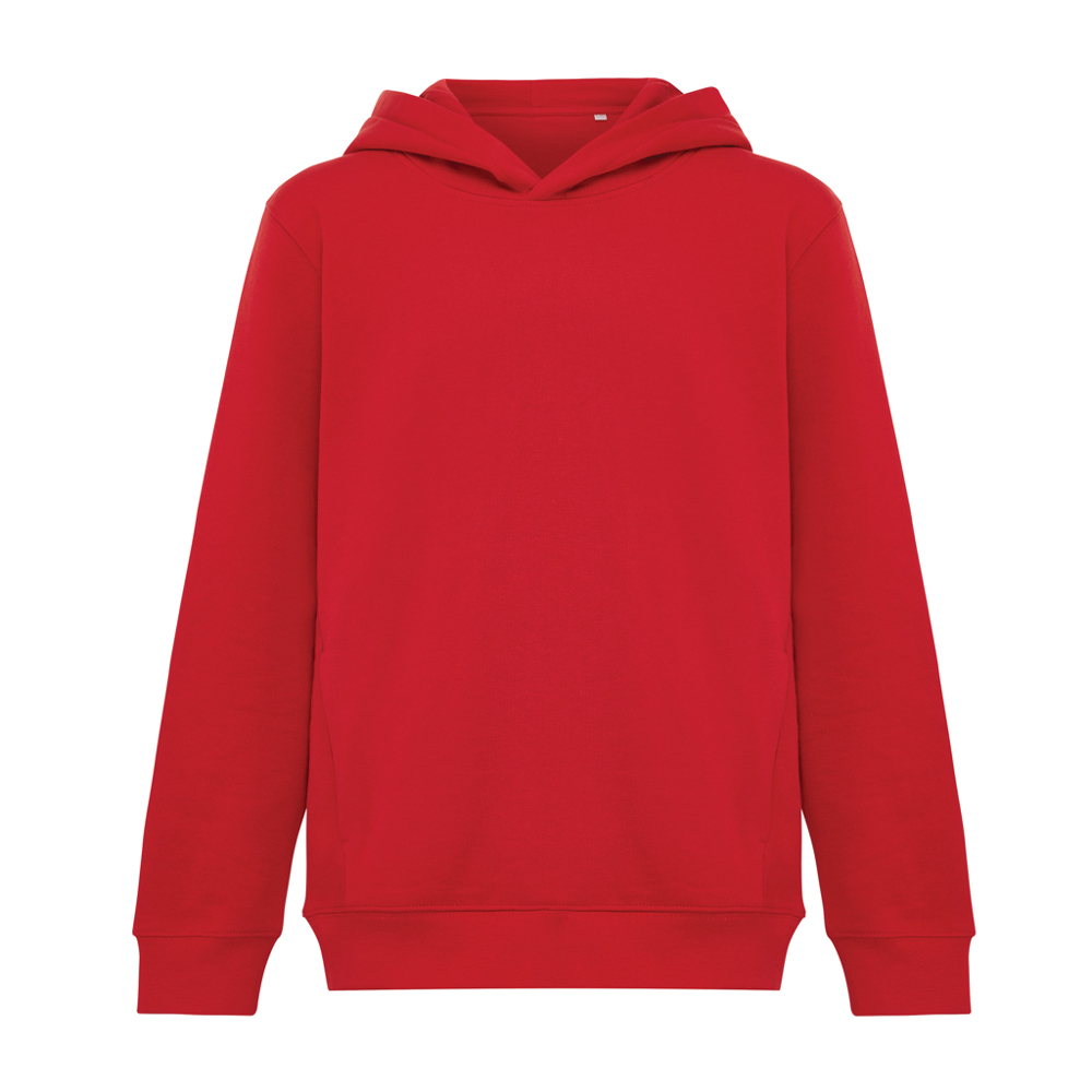 IQONIQ Yengo kids recycled katoen hoodie met steekzakken - rood (± PMS 19-1757 TCX)