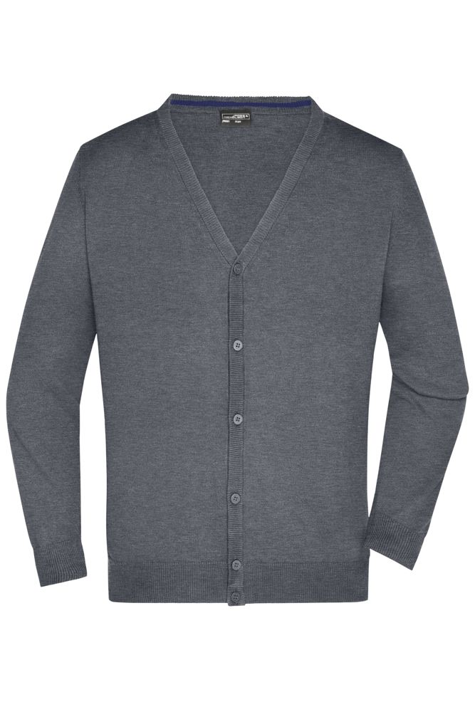 Men's V-Neck Cardigan - Heather-grijs (ca. Pantone 404U)