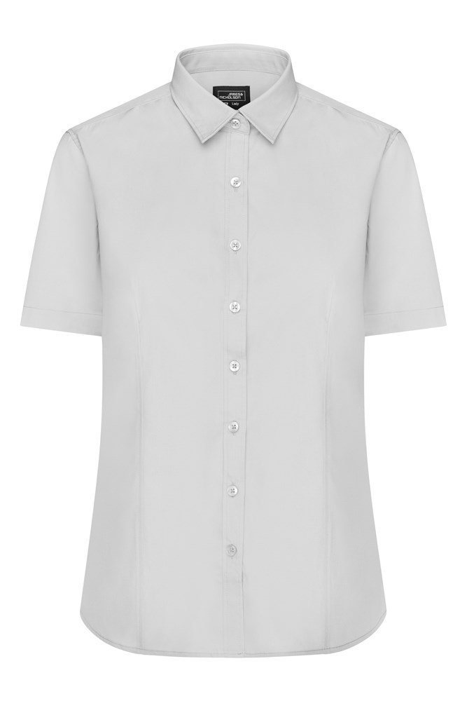 Ladies' Shirt Short-Sleeved Poplin - Lichtgrijs (ca. Pantone 400C)