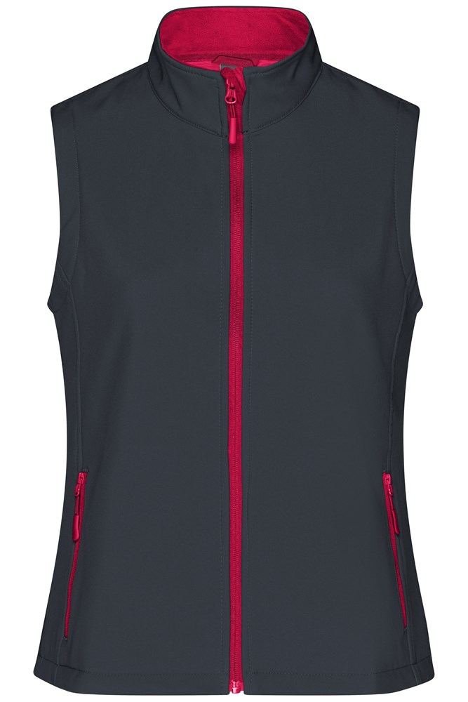 Ladies' Promo Softshell Vest - Ijerzgrijs/rood (ca. Pantone 432C
200C)