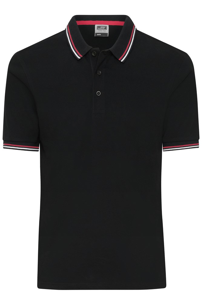 Men's Polo - Zwart/wit/rood (ca. Pantone blackC
white
199C)