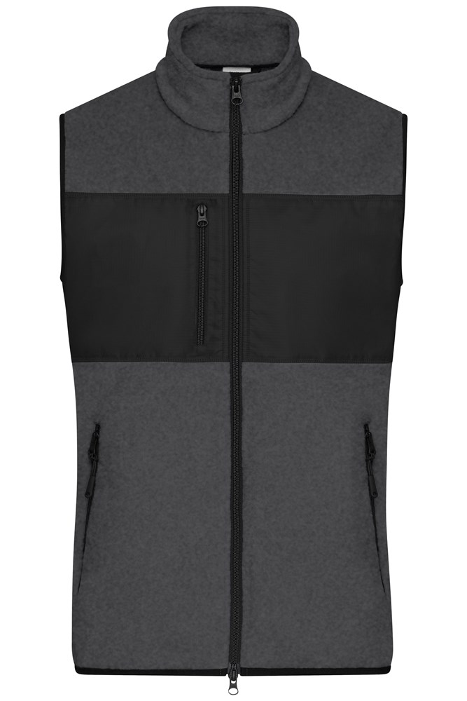 Men's Fleece Vest GRS - Donker-melange/zwart (ca. Pantone 7540C
blackC)