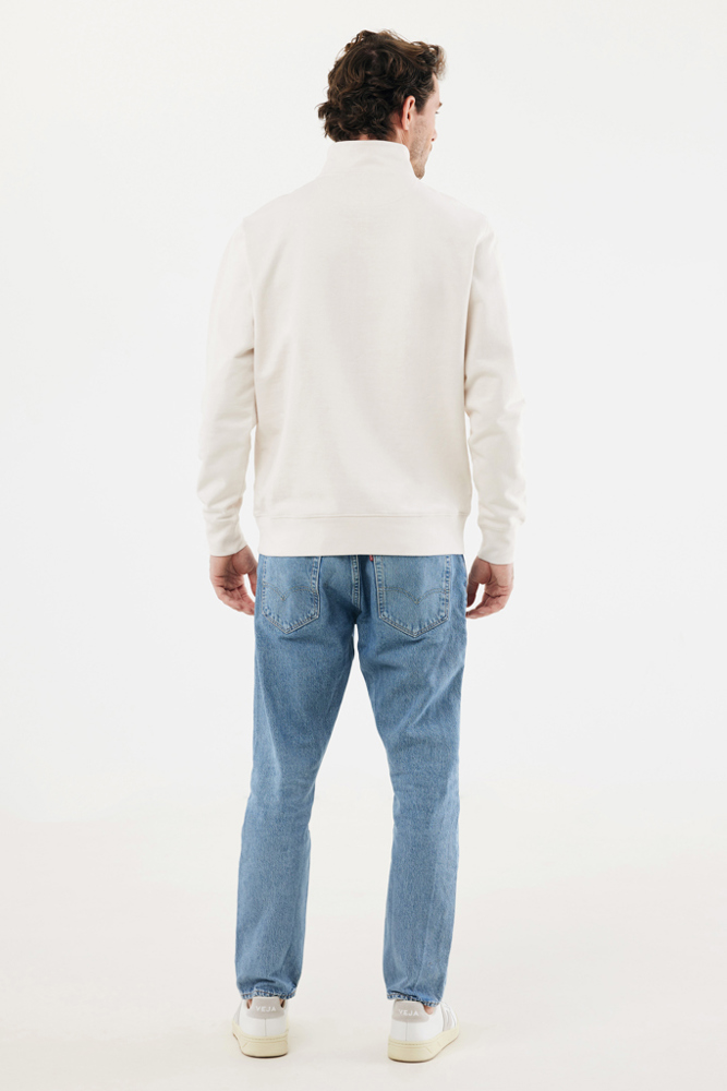 IQONIQ Elgon gerecycled katoen sweater met kwartritssluiting