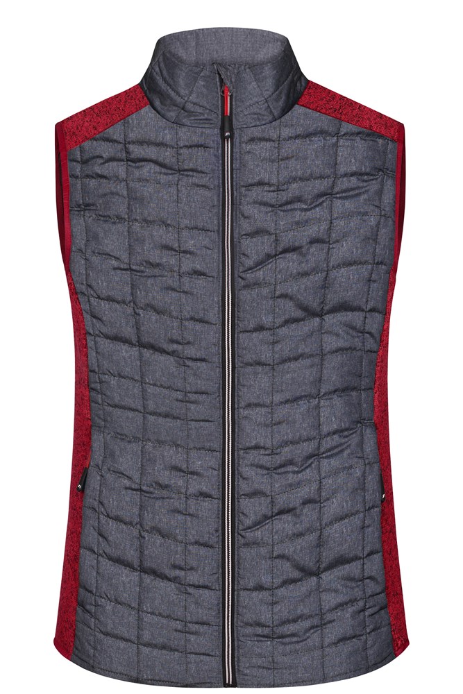 Ladies' Knitted Hybrid Vest - Rood-melange/antraciet-melange (ca. Pantone 180C
432C)