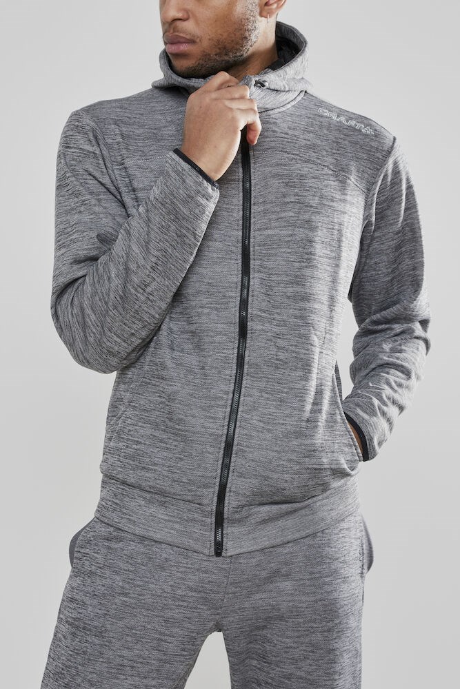 Craft - Leisure Full Zip Hood M Darkgrey melange XS