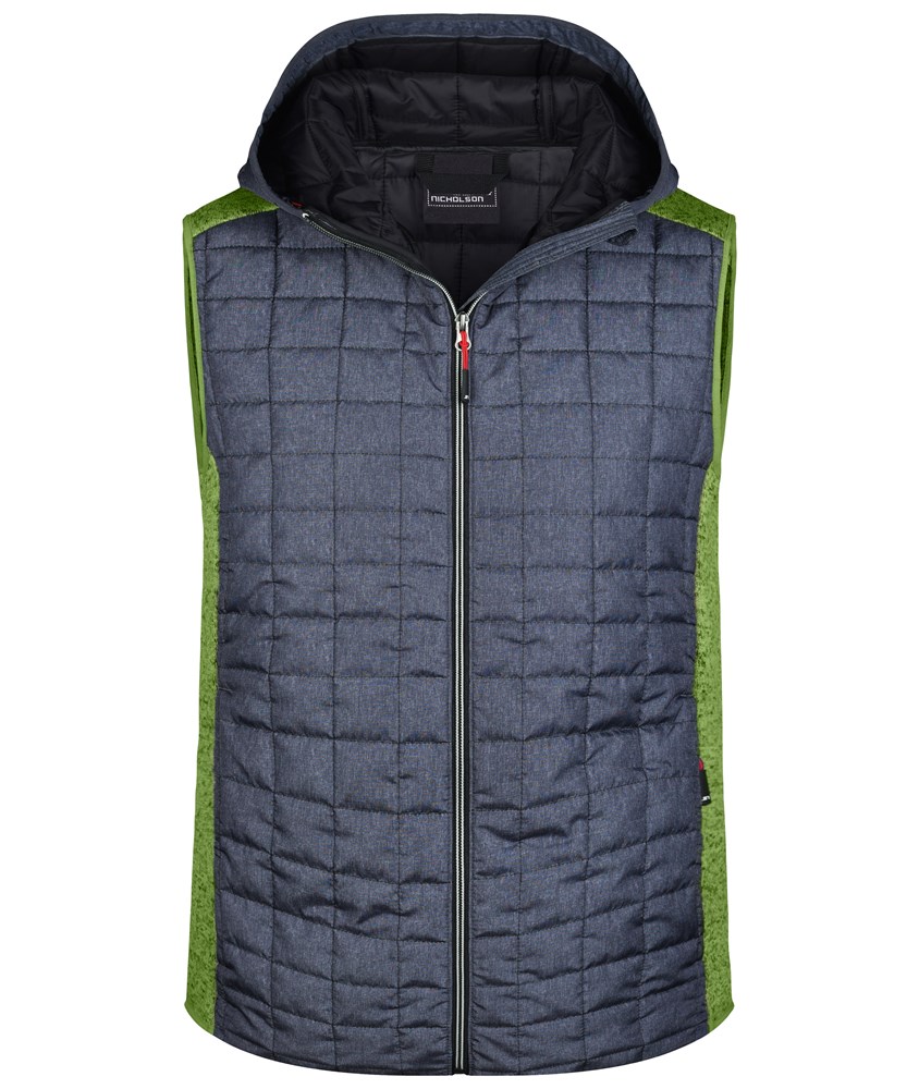 Men's Knitted Hybrid Vest - Kiwi-melange/antraciet-melange (ca. Pantone 377C
432C)