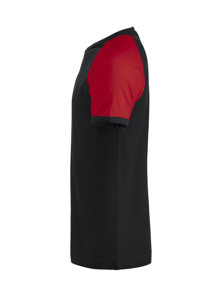 Clique - Raglan-T Zwart/ Rood 3XL