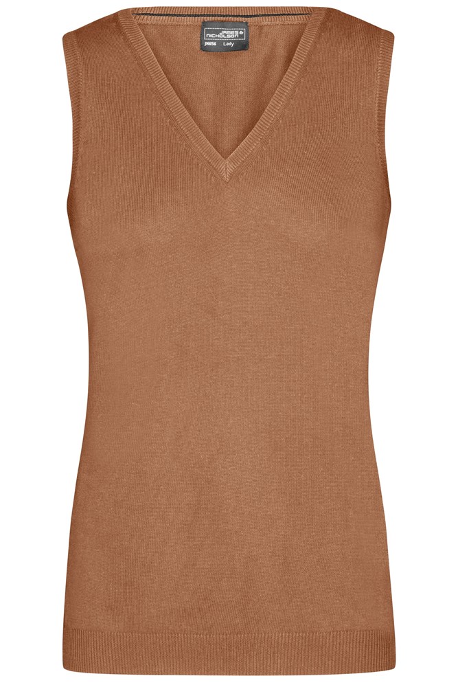 Ladies' V-Neck Pullunder - Kameel (ca. Pantone 7407C)