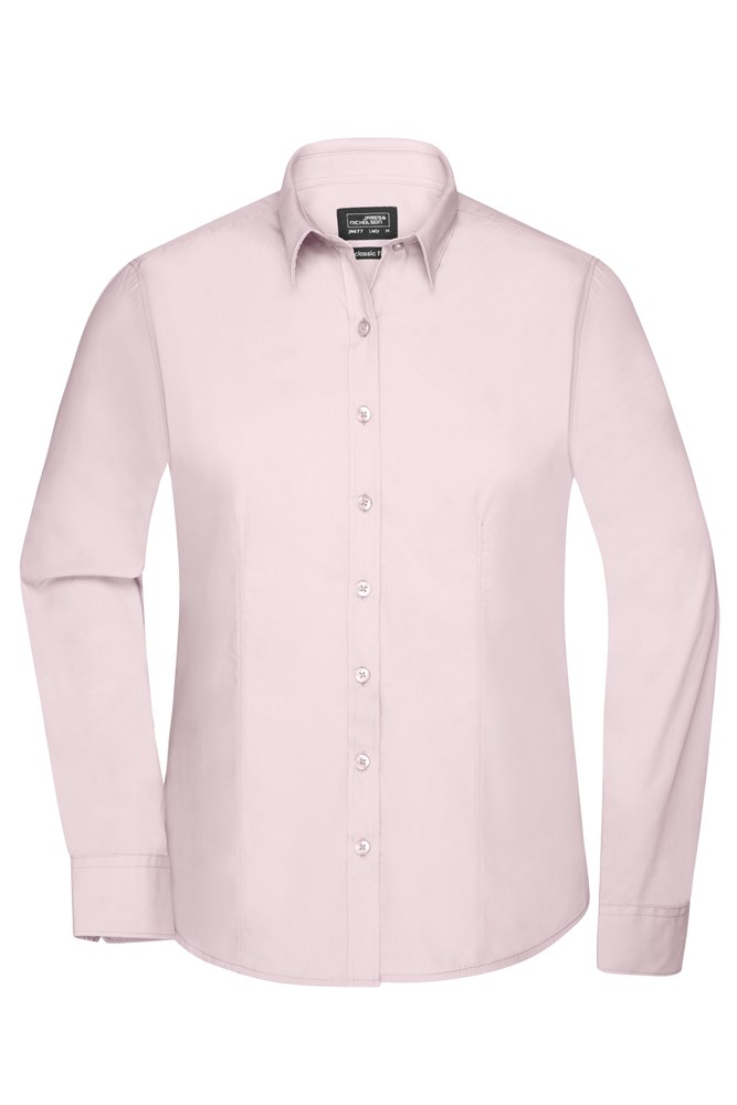 Ladies' Shirt Long-Sleeved Poplin - Lichtroze (ca. Pantone 196C)