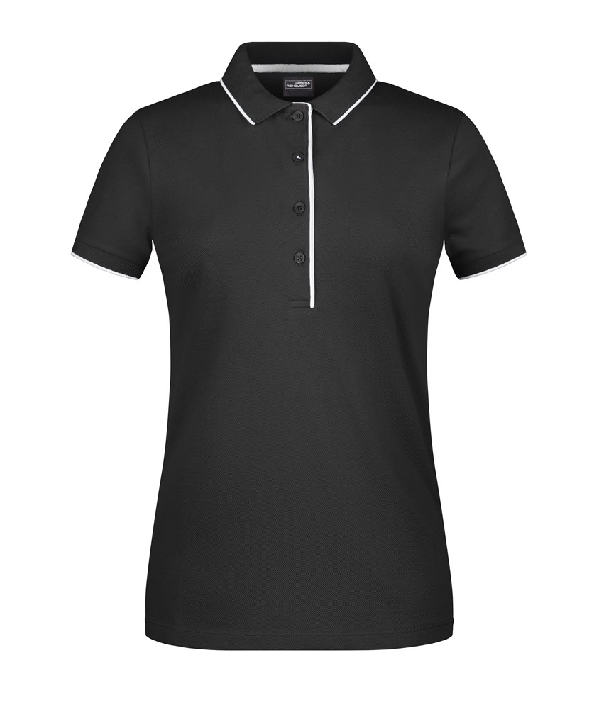 Ladies' Polo Stripe - Zwart/zilver (ca. Pantone blackC
427U)