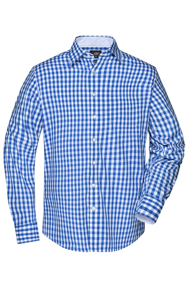Men's Checked Shirt - Royal/wit (ca. Pantone 2935C
white)