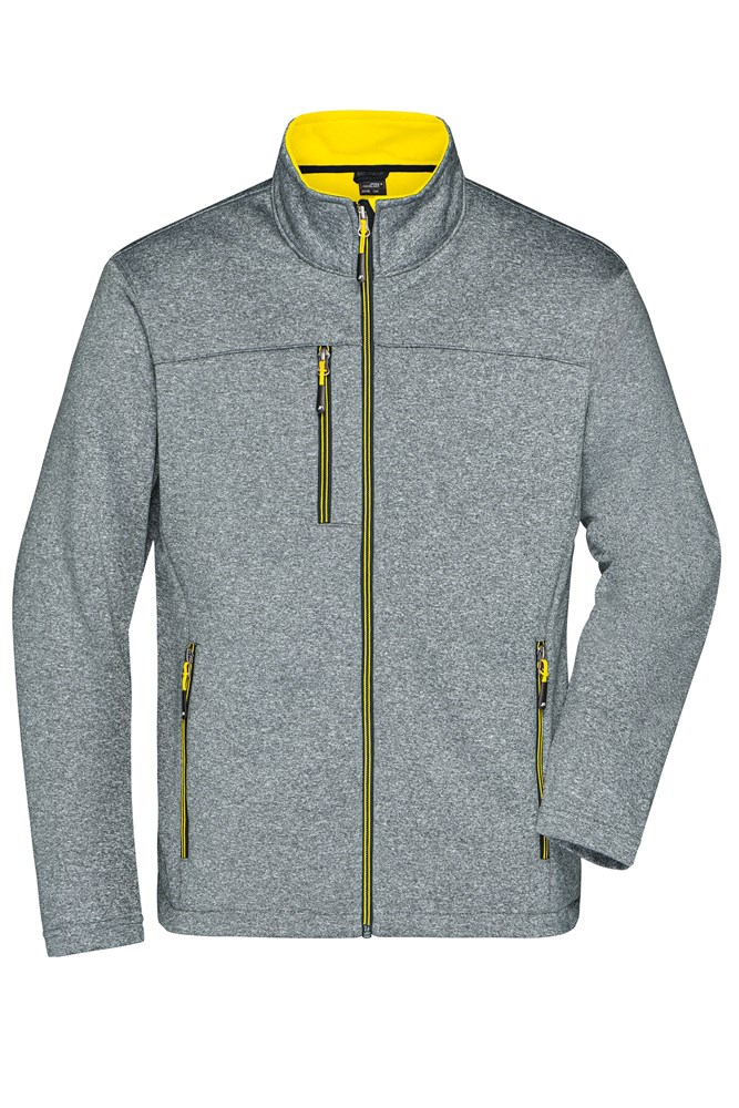 Men´s Softshell Jacket - Donker-melange/geel (ca. Pantone 431C
121C)