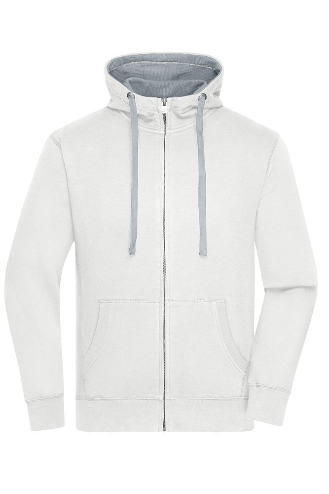 Men's Lifestyle Zip-Hoody - Gebroken wit/heather grijs (ca. Pantone off-white
421U)