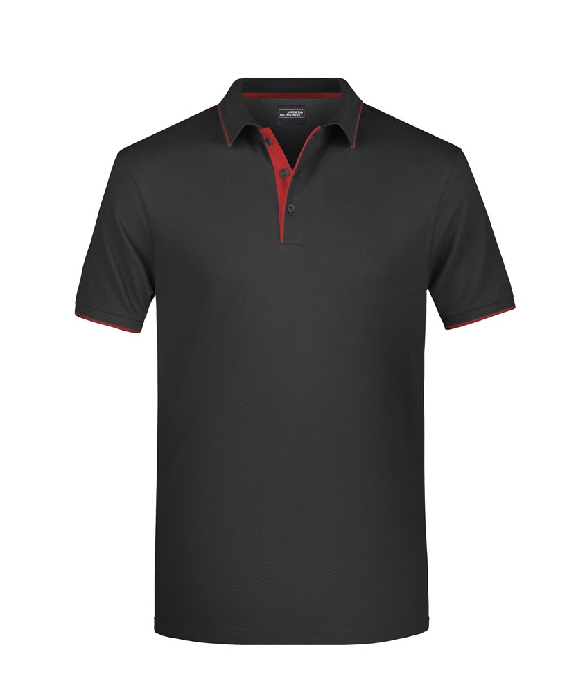 Men's Polo Stripe - Zwart/rood (ca. Pantone blackC
200C)