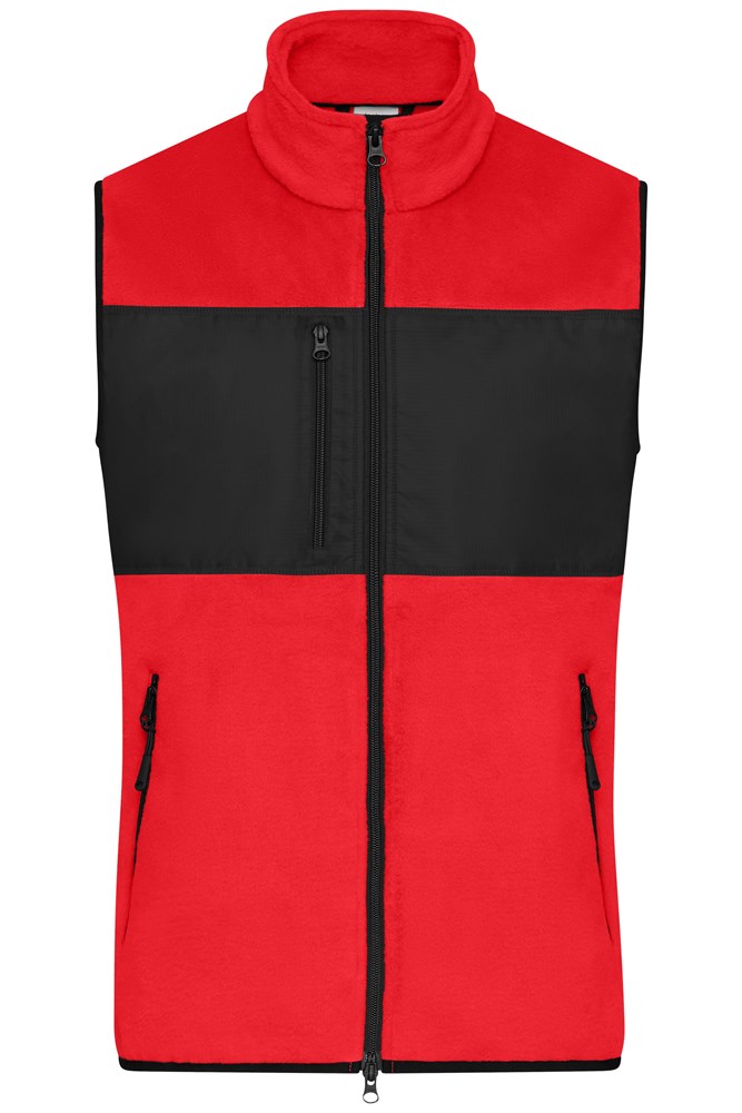 Men's Fleece Vest GRS - Rood/zwart (ca. Pantone 193C
blackC)