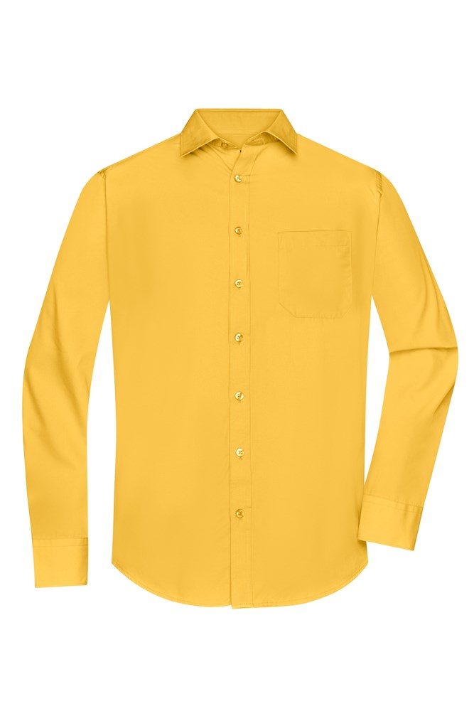 Men's Shirt Long-Sleeved Poplin - Geel (ca. Pantone 101C)