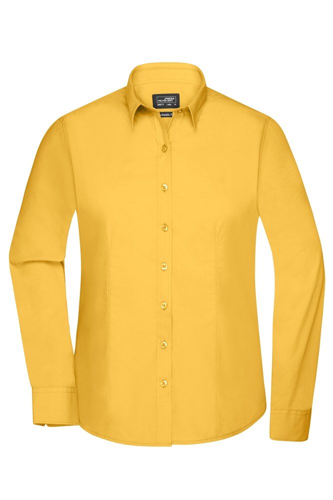 Ladies' Shirt Long-Sleeved Poplin - Geel (ca. Pantone 101C)