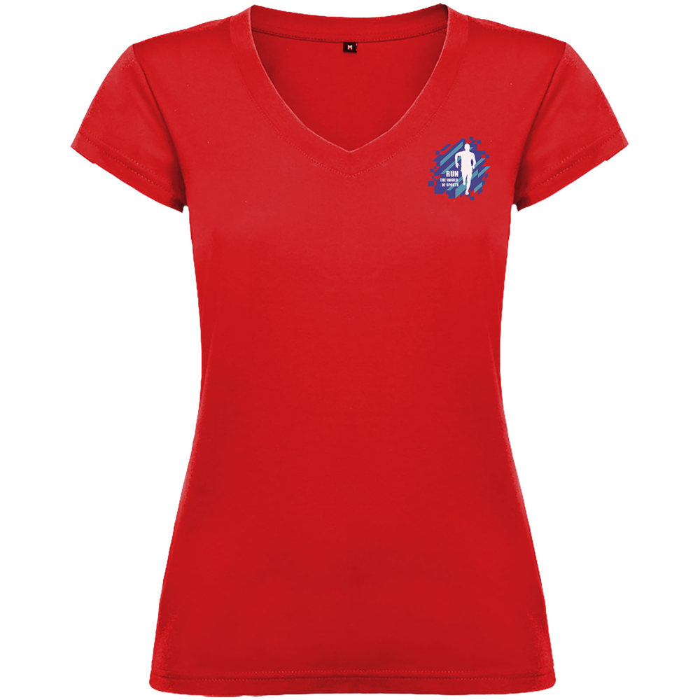 Victoria 155 g/m² damesshirt met V-hals en korte mouwen