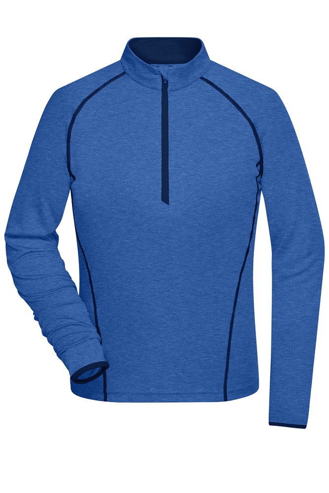 Ladies' Sports Shirt Long-Sleeved - Blauw-melange/navy (ca. Pantone 659C
296C)