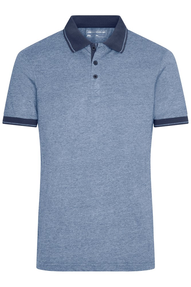 Men's Heather Polo - Blauw-melange/navy (ca. Pantone 659C
296C)