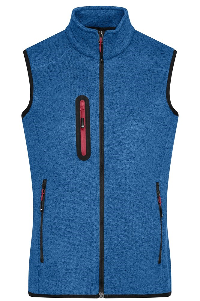 Men's Knitted Fleece Vest - Royal-melange/rood (ca. Pantone 301C
187C)