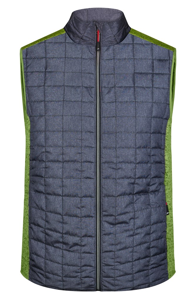 Men's Knitted Hybrid Vest - Kiwi-melange/antraciet-melange (ca. Pantone 377C
432C)