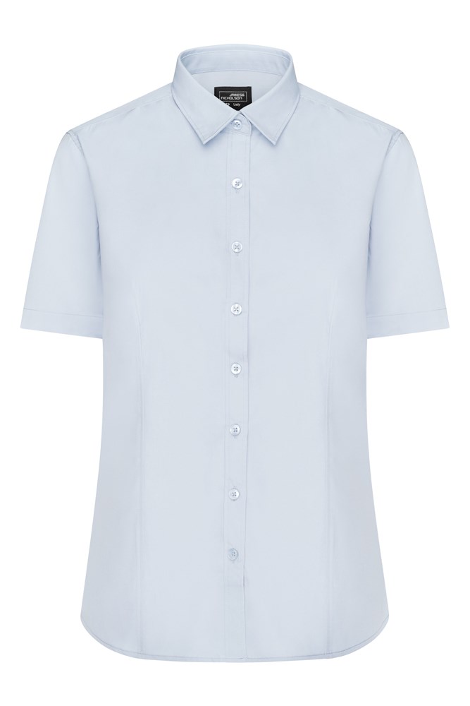 Ladies' Shirt Short-Sleeved Poplin - Lichtblauw (ca. Pantone 649C)