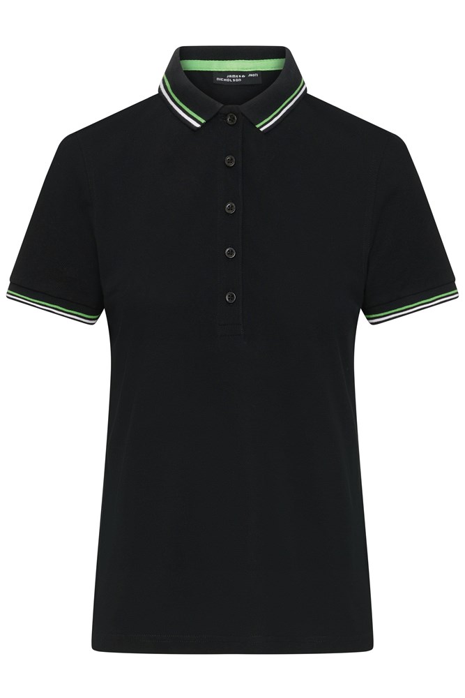 Ladies' Polo - Zwart/wit/lime (ca. Pantone blackC
white
360C)