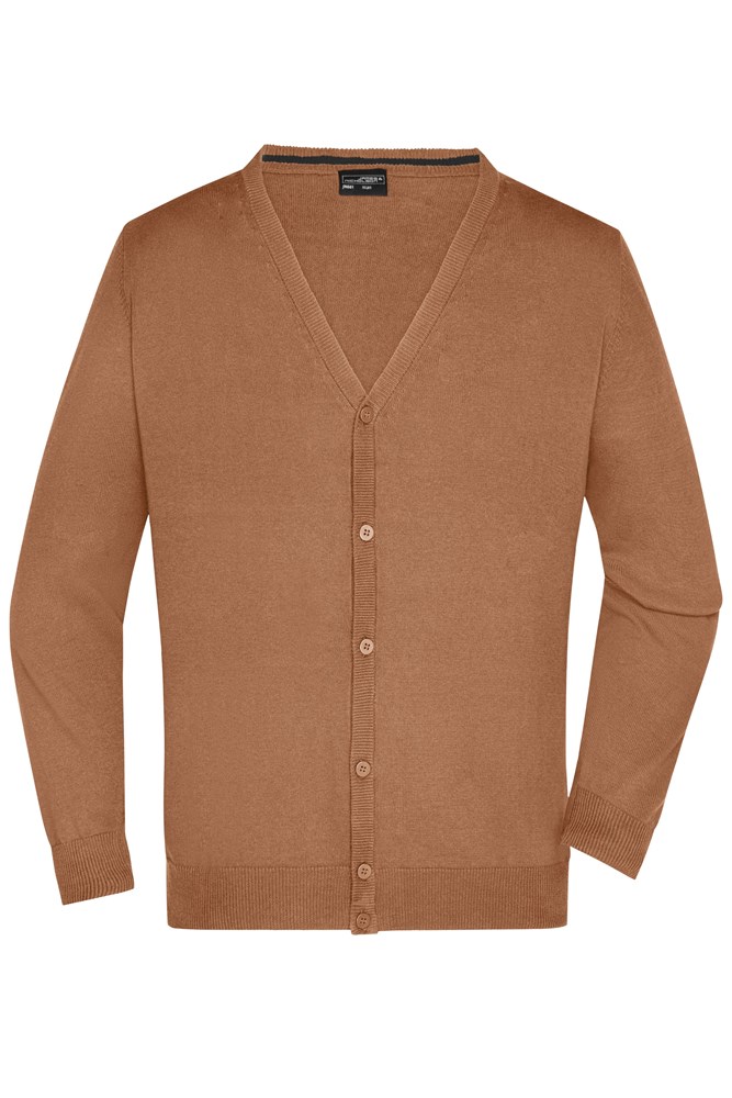 Men's V-Neck Cardigan - Kameel (ca. Pantone 7407C)