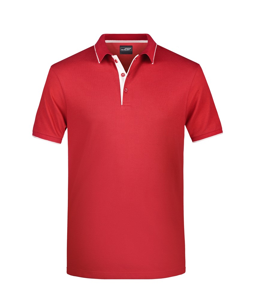 Men's Polo Stripe - Rood/wit (ca. Pantone 200C
white)