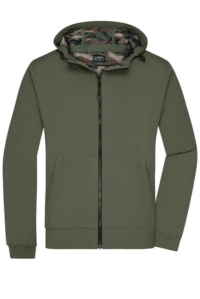Men´s Hooded Softshell Jacket - Olijf/camouflage (ca. Pantone 418C)